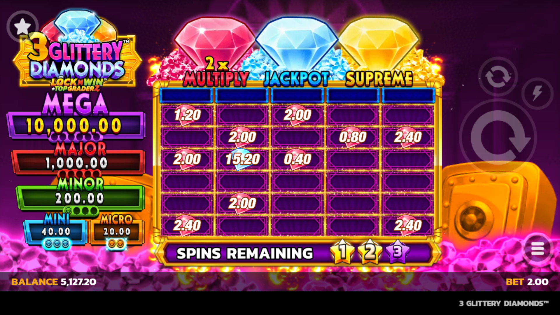 3 Glittery Diamonds™ gameplay